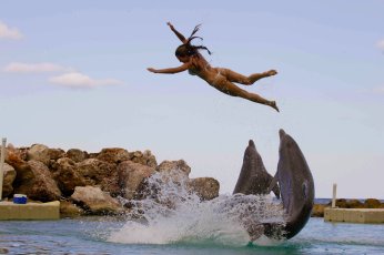 sarah-riding-dolphins-in-dolphin-cove-jamaica